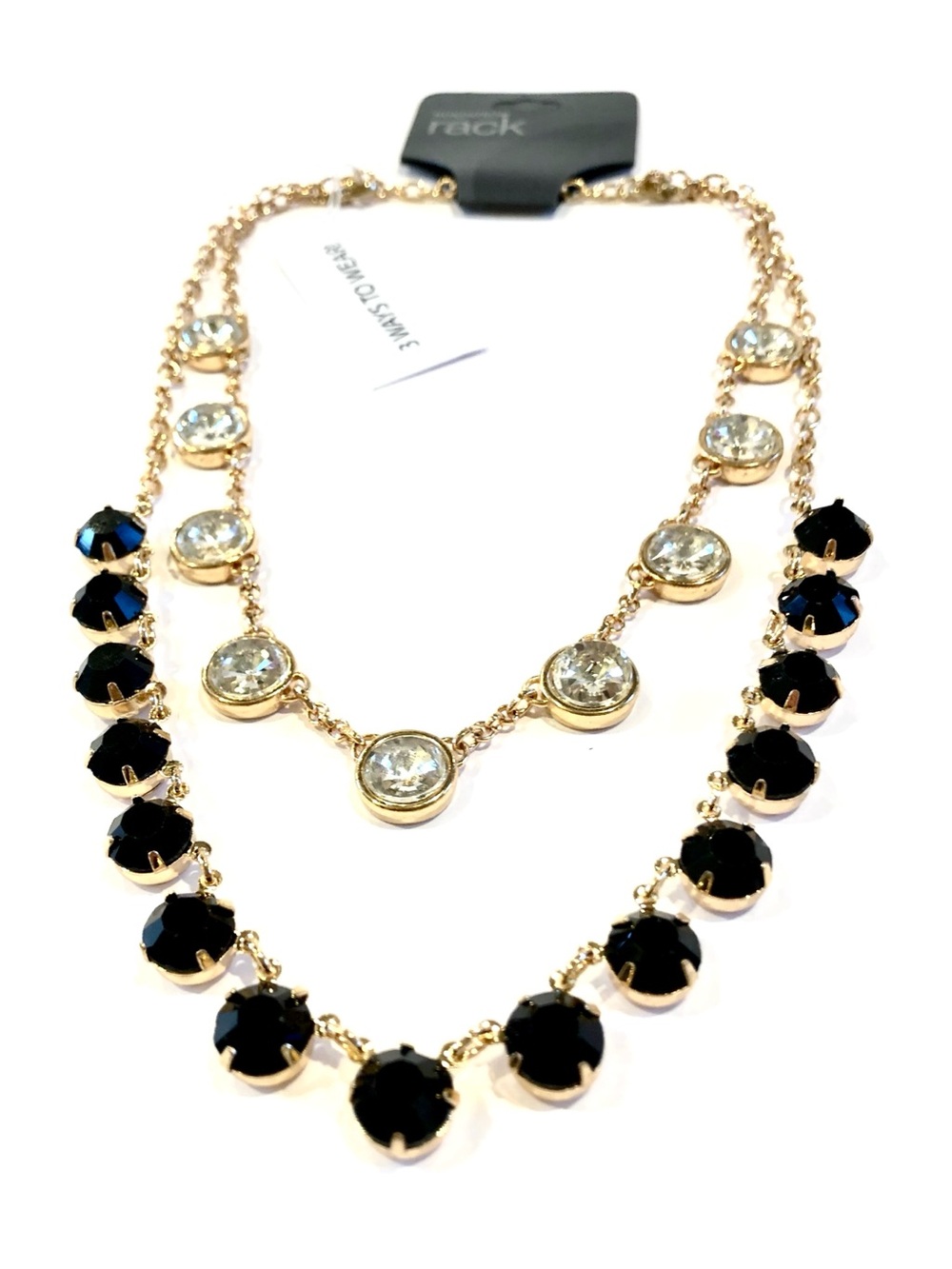 NORDSTROM RACK 3-in-1 Layered Gold-Tone & Crystal Convertible Bib Necklace | NWT